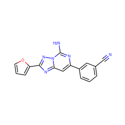 N#Cc1cccc(-c2cc3nc(-c4ccco4)nn3c(N)n2)c1 ZINC000028117345