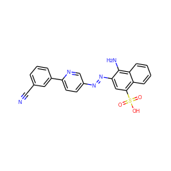 N#Cc1cccc(-c2ccc(/N=N/c3cc(S(=O)(=O)O)c4ccccc4c3N)cn2)c1 ZINC000223771087