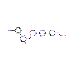 N#Cc1cccc(-c2ccc(=O)n(C[C@@H]3CN(c4ncc(C5=CCN(CCO)CC5)cn4)CCO3)n2)c1 ZINC000205694261