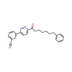 N#Cc1cccc(-c2ccc(C(=O)CCCCCCc3ccccc3)nn2)n1 ZINC000040880397