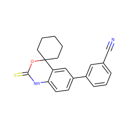 N#Cc1cccc(-c2ccc3c(c2)C2(CCCCC2)OC(=S)N3)c1 ZINC000013488879