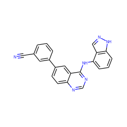 N#Cc1cccc(-c2ccc3ncnc(Nc4cccc5[nH]ncc45)c3c2)c1 ZINC000143166042