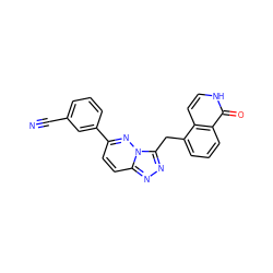 N#Cc1cccc(-c2ccc3nnc(Cc4cccc5c(=O)[nH]ccc45)n3n2)c1 ZINC000072318118