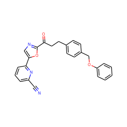 N#Cc1cccc(-c2cnc(C(=O)CCc3ccc(COc4ccccc4)cc3)o2)n1 ZINC000029136192