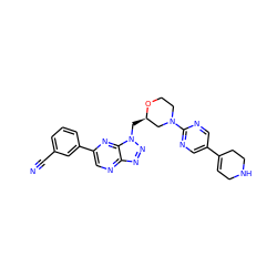 N#Cc1cccc(-c2cnc3nnn(C[C@@H]4CN(c5ncc(C6=CCNCC6)cn5)CCO4)c3n2)c1 ZINC001772641535