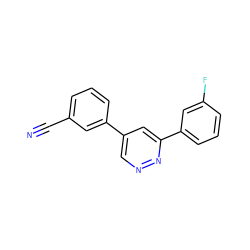 N#Cc1cccc(-c2cnnc(-c3cccc(F)c3)c2)c1 ZINC000013673511