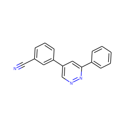 N#Cc1cccc(-c2cnnc(-c3ccccc3)c2)c1 ZINC000013673497