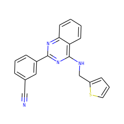 N#Cc1cccc(-c2nc(NCc3cccs3)c3ccccc3n2)c1 ZINC000004266495