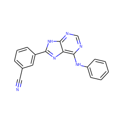 N#Cc1cccc(-c2nc3c(Nc4ccccc4)ncnc3[nH]2)c1 ZINC000058591156