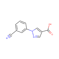 N#Cc1cccc(-n2cc(C(=O)O)cn2)c1 ZINC000027990140