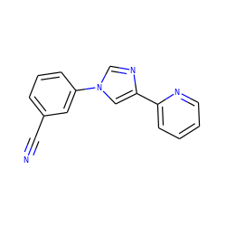 N#Cc1cccc(-n2cnc(-c3ccccn3)c2)c1 ZINC000013582329