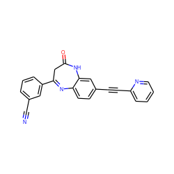 N#Cc1cccc(C2=Nc3ccc(C#Cc4ccccn4)cc3NC(=O)C2)c1 ZINC000100071282