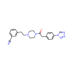 N#Cc1cccc(CCN2CCN(C(=O)Cc3ccc(-n4cnnn4)cc3)CC2)c1 ZINC000096286277