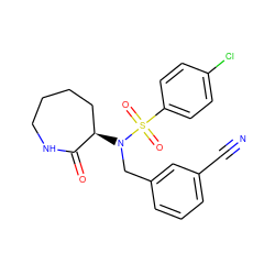 N#Cc1cccc(CN([C@@H]2CCCCNC2=O)S(=O)(=O)c2ccc(Cl)cc2)c1 ZINC000028957704