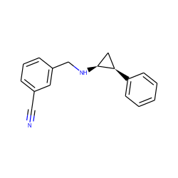 N#Cc1cccc(CN[C@H]2C[C@H]2c2ccccc2)c1 ZINC000044422972