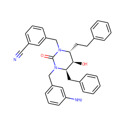 N#Cc1cccc(CN2C(=O)N(Cc3cccc(N)c3)[C@H](Cc3ccccc3)[C@H](O)[C@H]2CCc2ccccc2)c1 ZINC000014943324