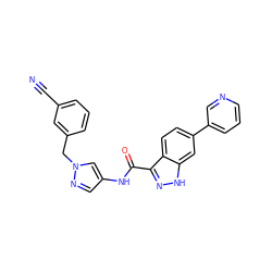 N#Cc1cccc(Cn2cc(NC(=O)c3n[nH]c4cc(-c5cccnc5)ccc34)cn2)c1 ZINC000169344535