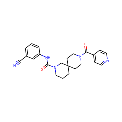 N#Cc1cccc(NC(=O)N2CCCC3(CCN(C(=O)c4ccncc4)CC3)C2)c1 ZINC000004237998