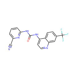 N#Cc1cccc(NC(=O)Nc2ccnc3cc(C(F)(F)F)ccc23)n1 ZINC000063540298