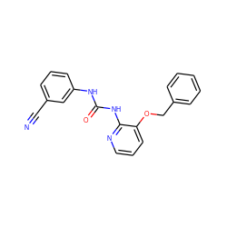 N#Cc1cccc(NC(=O)Nc2ncccc2OCc2ccccc2)c1 ZINC000006898809