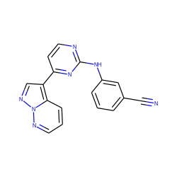 N#Cc1cccc(Nc2nccc(-c3cnn4ncccc34)n2)c1 ZINC000003816522