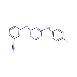 N#Cc1cccc(Nc2ncnc(Nc3ccc(F)cc3)n2)c1 ZINC000063540075