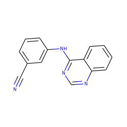 N#Cc1cccc(Nc2ncnc3ccccc23)c1 ZINC000011906944