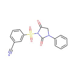 N#Cc1cccc(S(=O)(=O)N2C(=O)CN(c3ccccc3)C2=O)c1 ZINC000013763567