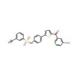 N#Cc1cccc(S(=O)(=O)Nc2ccc(-c3ccc(C(=O)c4cccc(O)c4)s3)cc2)c1 ZINC000473151832