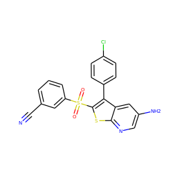 N#Cc1cccc(S(=O)(=O)c2sc3ncc(N)cc3c2-c2ccc(Cl)cc2)c1 ZINC000299866876