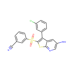 N#Cc1cccc(S(=O)(=O)c2sc3ncc(N)cc3c2-c2cccc(Cl)c2)c1 ZINC000299861090