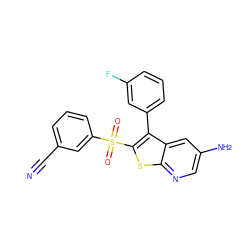 N#Cc1cccc(S(=O)(=O)c2sc3ncc(N)cc3c2-c2cccc(F)c2)c1 ZINC000299864551