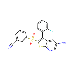 N#Cc1cccc(S(=O)(=O)c2sc3ncc(N)cc3c2-c2ccccc2F)c1 ZINC000299858560