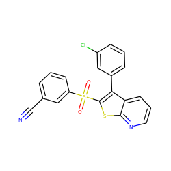 N#Cc1cccc(S(=O)(=O)c2sc3ncccc3c2-c2cccc(Cl)c2)c1 ZINC000149258654