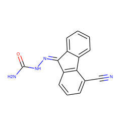 N#Cc1cccc2c1-c1ccccc1/C2=N/NC(N)=O ZINC000100422519