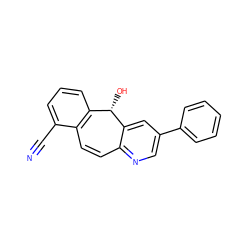 N#Cc1cccc2c1C=Cc1ncc(-c3ccccc3)cc1[C@H]2O ZINC000045254291