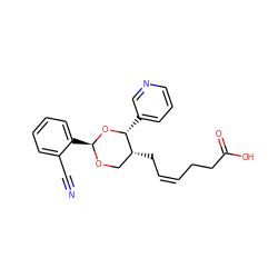 N#Cc1ccccc1[C@@H]1OC[C@@H](C/C=C\CCC(=O)O)[C@@H](c2cccnc2)O1 ZINC000027748771