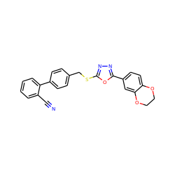 N#Cc1ccccc1-c1ccc(CSc2nnc(-c3ccc4c(c3)OCCO4)o2)cc1 ZINC000084758389