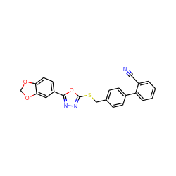 N#Cc1ccccc1-c1ccc(CSc2nnc(-c3ccc4c(c3)OCO4)o2)cc1 ZINC000022415373