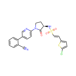 N#Cc1ccccc1-c1ccc(N2CC[C@@H](NS(=O)(=O)/C=C/c3ccc(Cl)s3)C2=O)nc1 ZINC000028979632