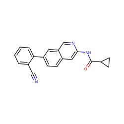 N#Cc1ccccc1-c1ccc2cc(NC(=O)C3CC3)ncc2c1 ZINC000169700111