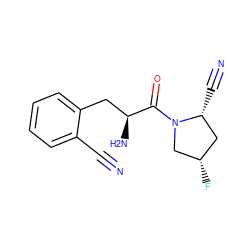 N#Cc1ccccc1C[C@H](N)C(=O)N1C[C@@H](F)C[C@H]1C#N ZINC000103241558