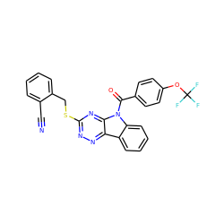 N#Cc1ccccc1CSc1nnc2c3ccccc3n(C(=O)c3ccc(OC(F)(F)F)cc3)c2n1 ZINC000205096513