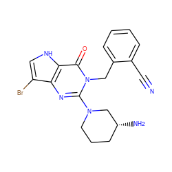 N#Cc1ccccc1Cn1c(N2CCC[C@@H](N)C2)nc2c(Br)c[nH]c2c1=O ZINC000084635015