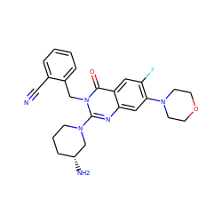 N#Cc1ccccc1Cn1c(N2CCC[C@@H](N)C2)nc2cc(N3CCOCC3)c(F)cc2c1=O ZINC000014961092