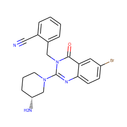 N#Cc1ccccc1Cn1c(N2CCC[C@@H](N)C2)nc2ccc(Br)cc2c1=O ZINC000014961075