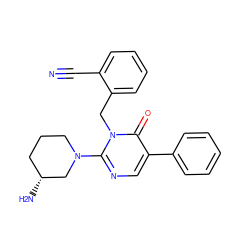 N#Cc1ccccc1Cn1c(N2CCC[C@@H](N)C2)ncc(-c2ccccc2)c1=O ZINC000066100053