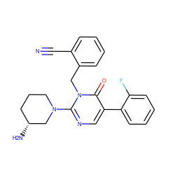 N#Cc1ccccc1Cn1c(N2CCC[C@@H](N)C2)ncc(-c2ccccc2F)c1=O ZINC000066112504