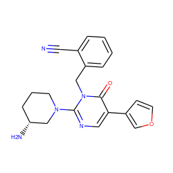 N#Cc1ccccc1Cn1c(N2CCC[C@@H](N)C2)ncc(-c2ccoc2)c1=O ZINC000066112506