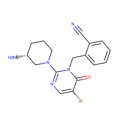 N#Cc1ccccc1Cn1c(N2CCC[C@@H](N)C2)ncc(Br)c1=O ZINC000058638406